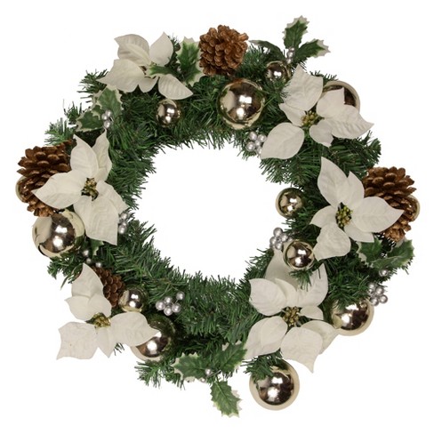 Northlight Decorated Cream Colored Poinsettia And Berry Artificial ...