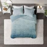 Cleo Ombre Shaggy Faux Fur Comforter Set - CosmoLiving by Cosmopolitan