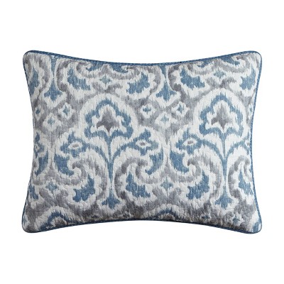 Full Blue Cotton Reversible Quilt Set