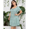 LXT- Women's Plus Size Square Neck Ruffle Sleeve Flowy Floral Summer Midi Dress with Pockets - 2 of 4