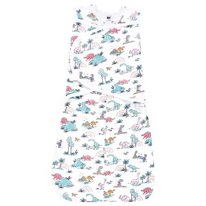 Hudson Baby Infant Girl Convertible Swaddle Sleep Sack, Pink Dinosaur Adventures - 1 of 4