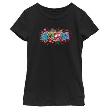 Girl's Minecraft Creeper Boom Colorful T-Shirt