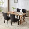Modern Linen Upholstered Dining Chair Set of 2 with Nailhead Trim Tufted High Back and Solid Wood Legs for Dining Room-Baofuwish - 3 of 4