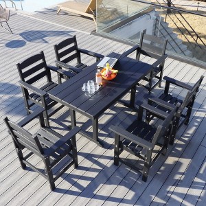 CAVINAS 7 Piece Outdoor Dining Set HDPE Outdoor Table and Chairs Modern Deck Table and Chairs with 6 Chairs for Patio - 1 of 4