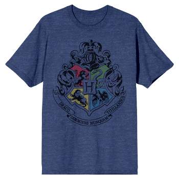 Harry Potter Hogwarts Crest Men's Navy Heather T-shirt