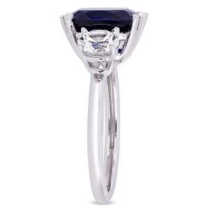 EVERLY JEWELRY  | 10K White Gold 6 1/10 CT TGW Created Blue Sapphire Created White Sapphire Fashion Ring - 1 of 4