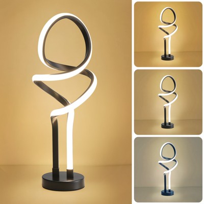 Modern Table Lamp LED Spiral Lamp Bedside Lamp with Stepless Dimming Switch Contemporary Nightstand Lamp LED Lamp for Bedroom Living Room Home Office