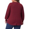 Women's Plus Size Ribbed Knit Button Decoration Crew Neck Long Sleeve Casual Tunic Blouses - Agnes Orinda - 4 of 4