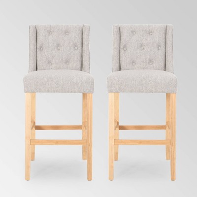 Set of 2 Lansglen Button Tufted Wingback Barstools - Christopher Knight Home