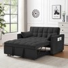 69.7" Velvet Loveseat 3-in-1 Convertible Sofa with Pullout Bed, Adjustable Backrest, Toss Pillows and Pockets - 2 of 4