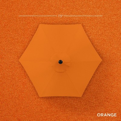 7.5ft Orange Hexagon Market Patio Umbrella with Black Metal Pole
