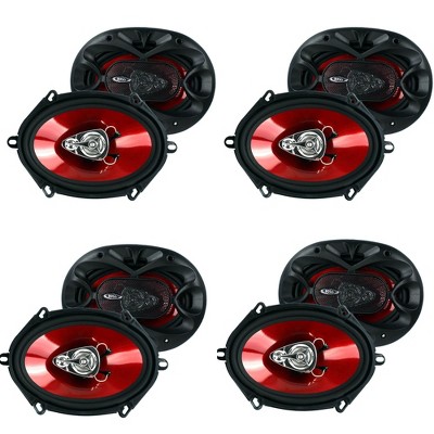 BOSS Audio Chaos 5x7" 300W 3-Way Car Coaxial Audio Stereo Speakers Red (4 Pair)