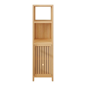 VANIRROR Bamboo Bathroom Storage Floor Cabinet, Tall 5 Tiers Shelving Unit Tower  Rack For Bathroom, Living Room, Laundry, 30.34*15.96*9.85", Natural - 1 of 4