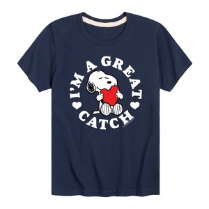 Boys' - Peanuts - Great Catch Short Sleeve Graphic T-Shirt - 1 of 4