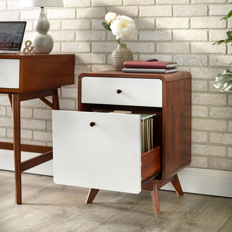 Cassie 2 Drawer File Cabinet White/Walnut - Buylateral, 3 of 8