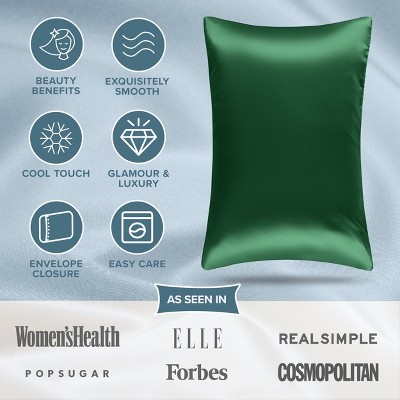 Forest Green Satin Standard Pillowcase Set with Envelope Closure