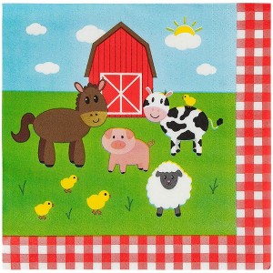 Blue Panda 150-Pack Luncheon Paper Napkins Disposable Farm Animals Party Supplies for Kids - 1 of 4