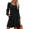 Square Neck Long Sleeve Babydoll Sweater Dress | Casual Fall Dress for Women Black - 2 of 4