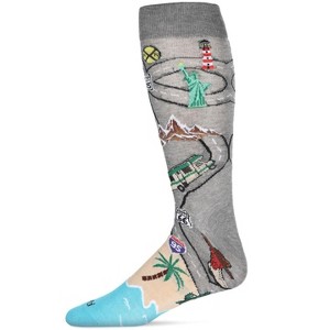 Memoi Men's Road Trip Fun Rayon From Bamboo Crew Socks - 1 of 3