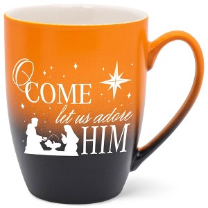 Elanze Designs O Come Let Us Adore Him Two Toned Ombre Matte Orange and Black 12 ounce Ceramic Stoneware Coffee Cup Mug - 1 of 4