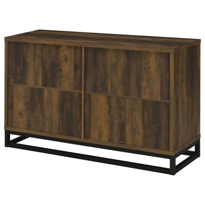 Ryatt Dark Pine and Black 4-Door Wood Accent Cabinet