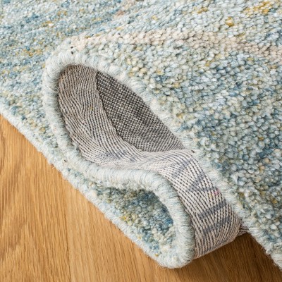 Handmade Blue Wool Tufted Square Rug - 6' x 6'