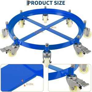 Acekool 1000LB Drum Dolly - 55 Gallon Barrel Cart w/ Brakes, 4 Swivel Casters, Industrial Caddy for Warehouse & Garage - 1 of 4