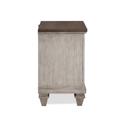 Mariana Vintage Cream and Brown 2-Drawer Solid Wood Nightstand