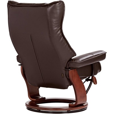 Java Brown Faux Leather Swivel Recliner with Ottoman