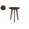 Vynxaria Mid-Century Modern Round Accent End Table Brown, Natural Matte Finish, Acacia Wood/Slate Veneer w/Brass Inlay, Splayed Legs - 2 of 4