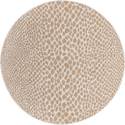 Cape Town Elegance 6'7" Beige Abstract Synthetic Round Rug