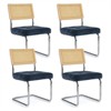 Set of 4 Kylie 20.5" Wider Tufted Seat Upholstered Fabric Chairs with Chrome Legs And Mesh Backrest Cane Rattan Dining Chairs - Maison Boucle - 2 of 4