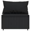vidaXL Patio Middle Sofa with Cushions, Weather-Resistant Black Poly Rattan Material, Flexible Modular Design, Comfortable Outdoor Seating Solution - 3 of 4