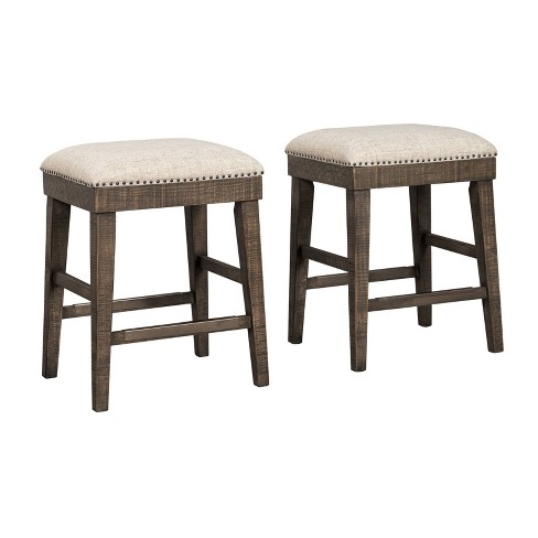 Set Of 2 Wyndahl Upholstered Counter, Rustic Pub Height Bar Stools