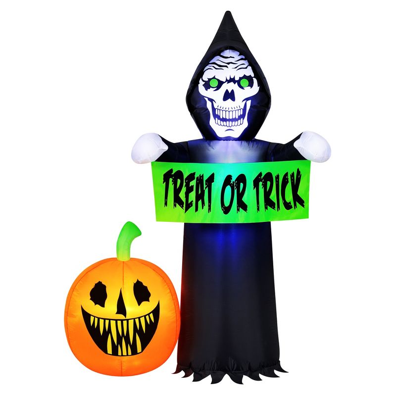Occasions 5.5' INFLATABLE REAPER AND PUMPKIN SCENE, 5.5 ft Tall, Multicolored, 1 of 6
