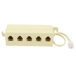 Unique Bargains 6P4C RJ11 5 Way Outlet Modular Jack Telephone Line Adapter Splitter Connector Cable - 1 of 4