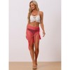 Allegra K Women's Hollow Out Beach Cover Up Fish Net Wrap Mesh Sheer Mini Tassel Skirts - 3 of 4