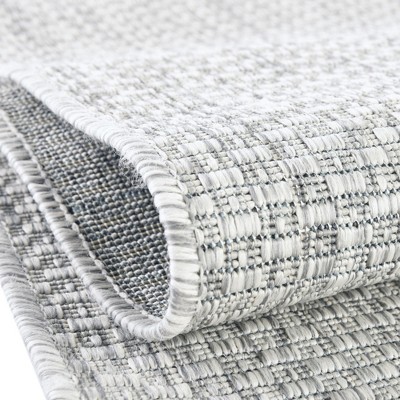 Light Gray Synthetic 9' x 12' Outdoor Rectangular Rug