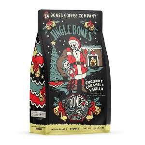 Bones Coffee Company Jingle Bones Ground Coffee Beans Caramel Vanilla Coconut Flavor 12 oz Medium Roast (Ground) - 1 of 4