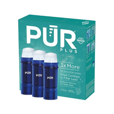 PUR PLUS Water Pitcher Replacement Filter - 3pk - PPF951K3: Reduces Odors, Filters Chlorine & Mercury, Blue