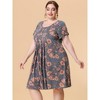 Agnes Orinda Women's Plus Size Floral Inverted Box Pleat Boho T-Shirt Dresses - 3 of 4