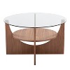 PAGED Modern U-Shaped 2-Tier Wooden Round Coffee Table with Clear Glass Top,Minimalist Design Tea Table Center Table for Living Room,Bedroom - 4 of 4