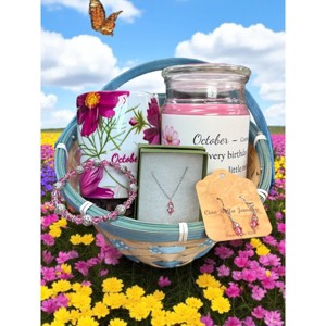 October Birthday Gift Box, Candle, Rose Jewelry, Cosmos Mug, Women's Gift - 1 of 1