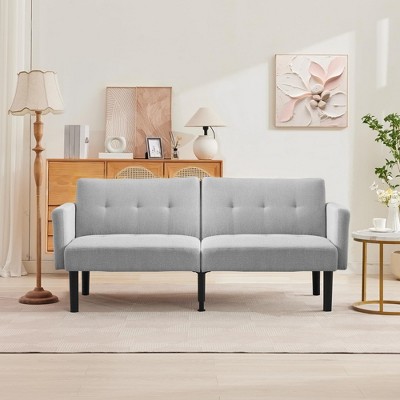 Futon Sofa Bed, Compact Loveseat, Modern Mid-Century Sleeper Sofa, Convertible Couch, Living Room Couches
