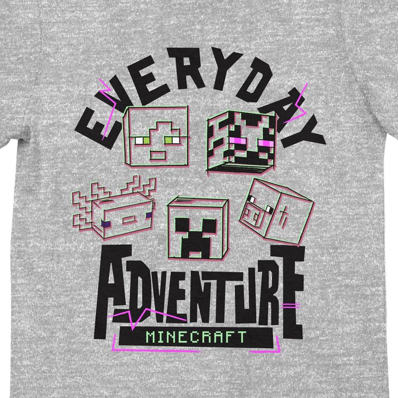 Minecraft Everyday Adventure Crew Neck Short Sleeve Athletic Heather Youth T-shirt, 2 of 3