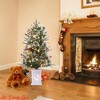 Home 3ft Christmas Tree Pre-Lit Artificial Christmas Tree with Snowflake Base, Flocked Snow 78 Warm White Lights 8 Lighting Modes, Xmas Holiday Decor - 3 of 4