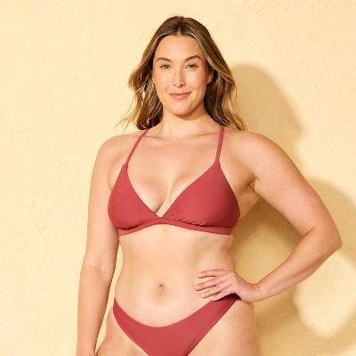Shade & Shore Women's Sure Soft Fixed Triangle Bikini Top - Shade & Shore™ Red M — фото 4