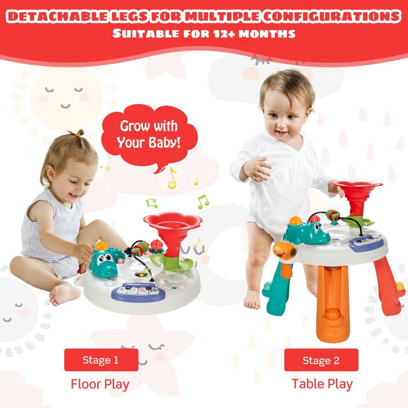 Costway Baby Toys Age 12+ Months Music Activity Table Toddler Learn Table w/ Light & Songs, 6 of 11