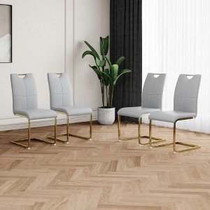 DOMETOUR Modern Dining Chairs with Faux Leather Padded Seat with Chrome Metal Legs for Kitchen Dining Room Set of 4 - 1 of 4