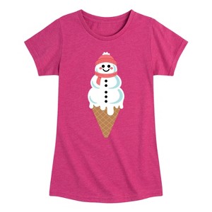 Girls' - Instant Message - Snowman Ice Cream Fitted Short Sleeve Graphic T-Shirt - 1 of 4
